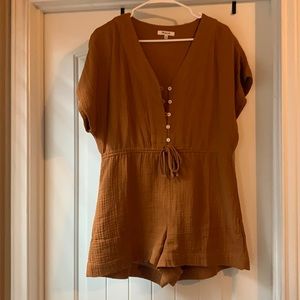 madewell gauze coverup drawstring romper size xs